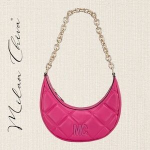 NWT Small Hot Pink Color Pop Crescent Bag-Chain & Adjustable Long Strap